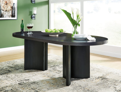 Haines Furniture Outlet - Ashley Furniture - Rowanbeck Dining Room - Oval Dining Room Table / Black - D821-25