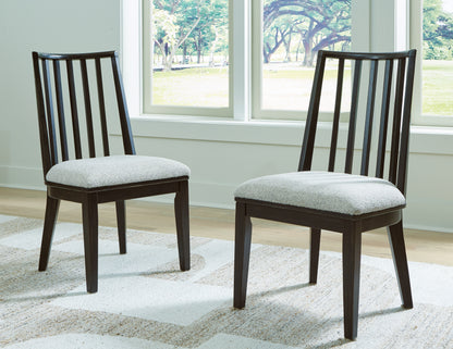 Haines Furniture Outlet - Ashley Furniture - Galliden Dining Room - Dining Chair (Set of 2) / Black/Brown - D841-01X2