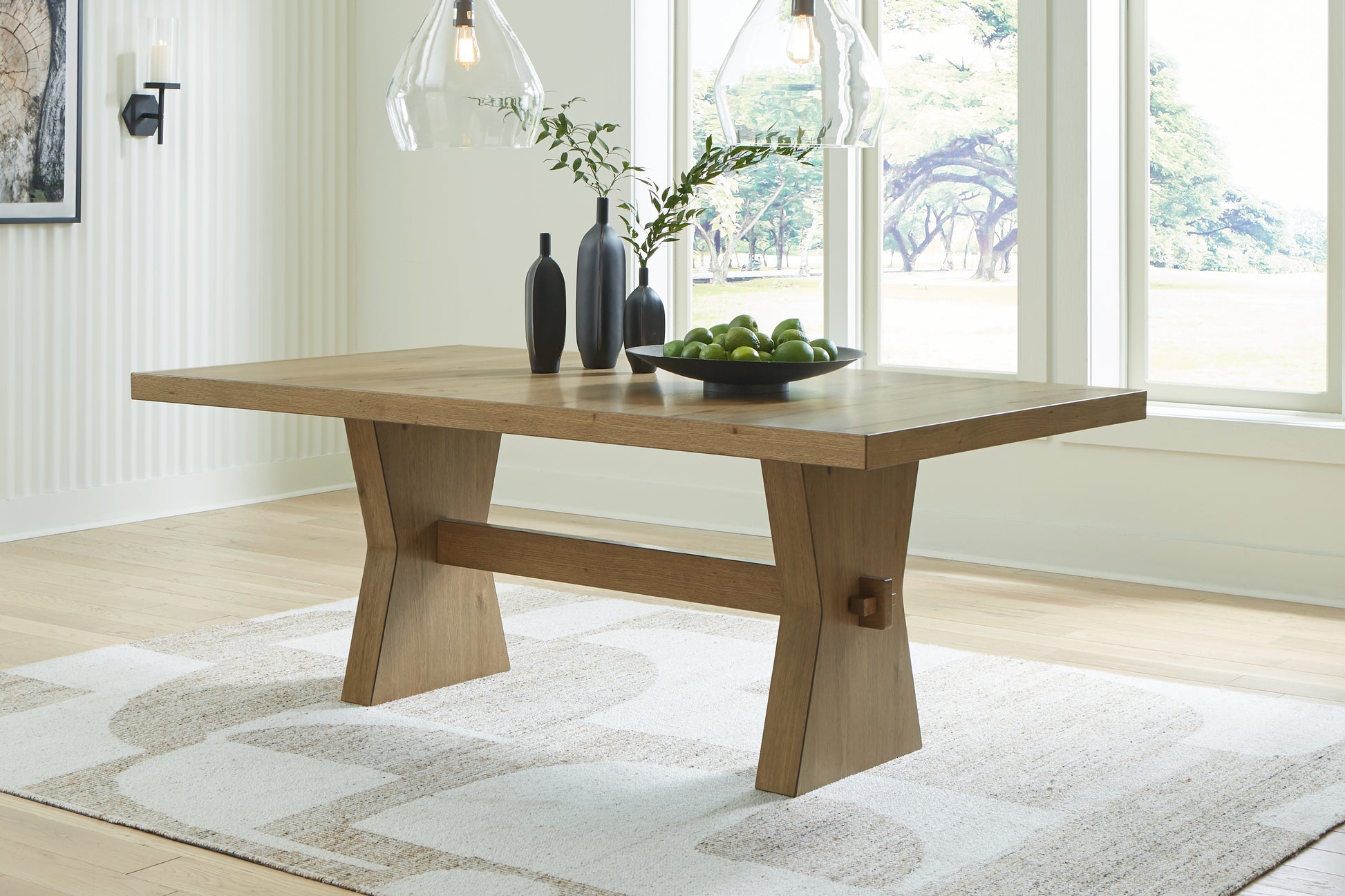 Haines Furniture Outlet - Ashley Furniture - Galliden Dining Room - Rectangular Dining Room Table / Light Brown - D841-45