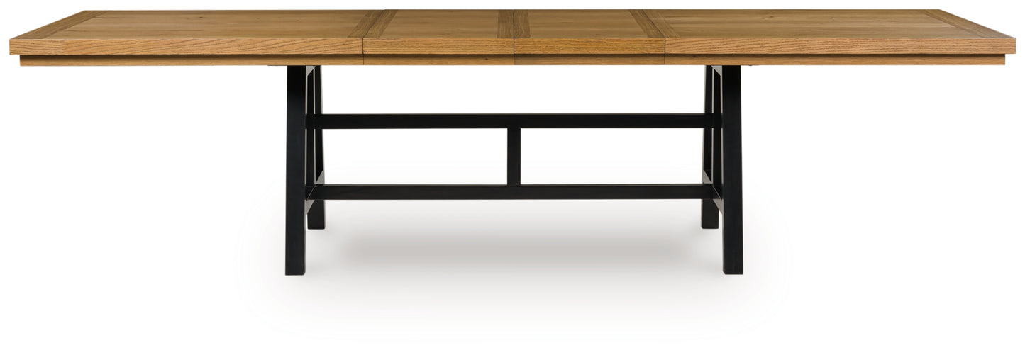 Haines Furniture Outlet - Ashley Furniture - Galliden Dining Room - RECT Dining Room EXT Table / Black/Brown - D841-55
