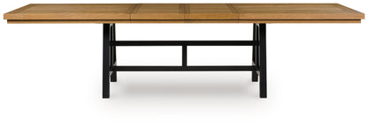 Haines Furniture Outlet - Ashley Furniture - Galliden Dining Room - RECT Dining Room EXT Table / Black/Brown - D841-55