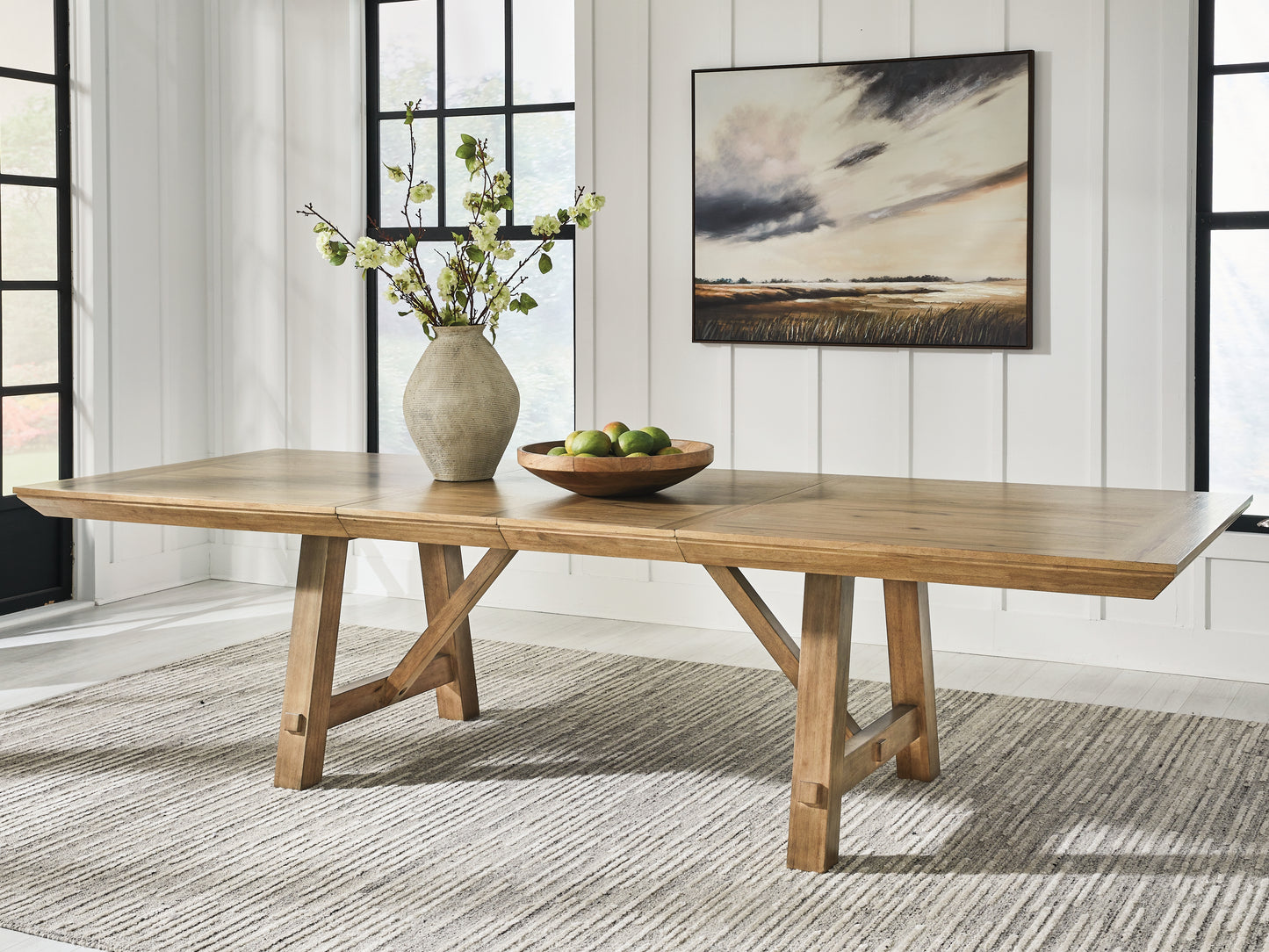 Haines Furniture Outlet - Ashley Furniture - Ridgester Dining Room - RECT Dining Room EXT Table / Light Brown - D858-45
