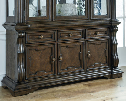 Haines Furniture Outlet - Ashley Furniture - Maylee Dining Room - Dining Room Buffet / Dark Brown / 72"W x 21"D x 34"H - D947-80