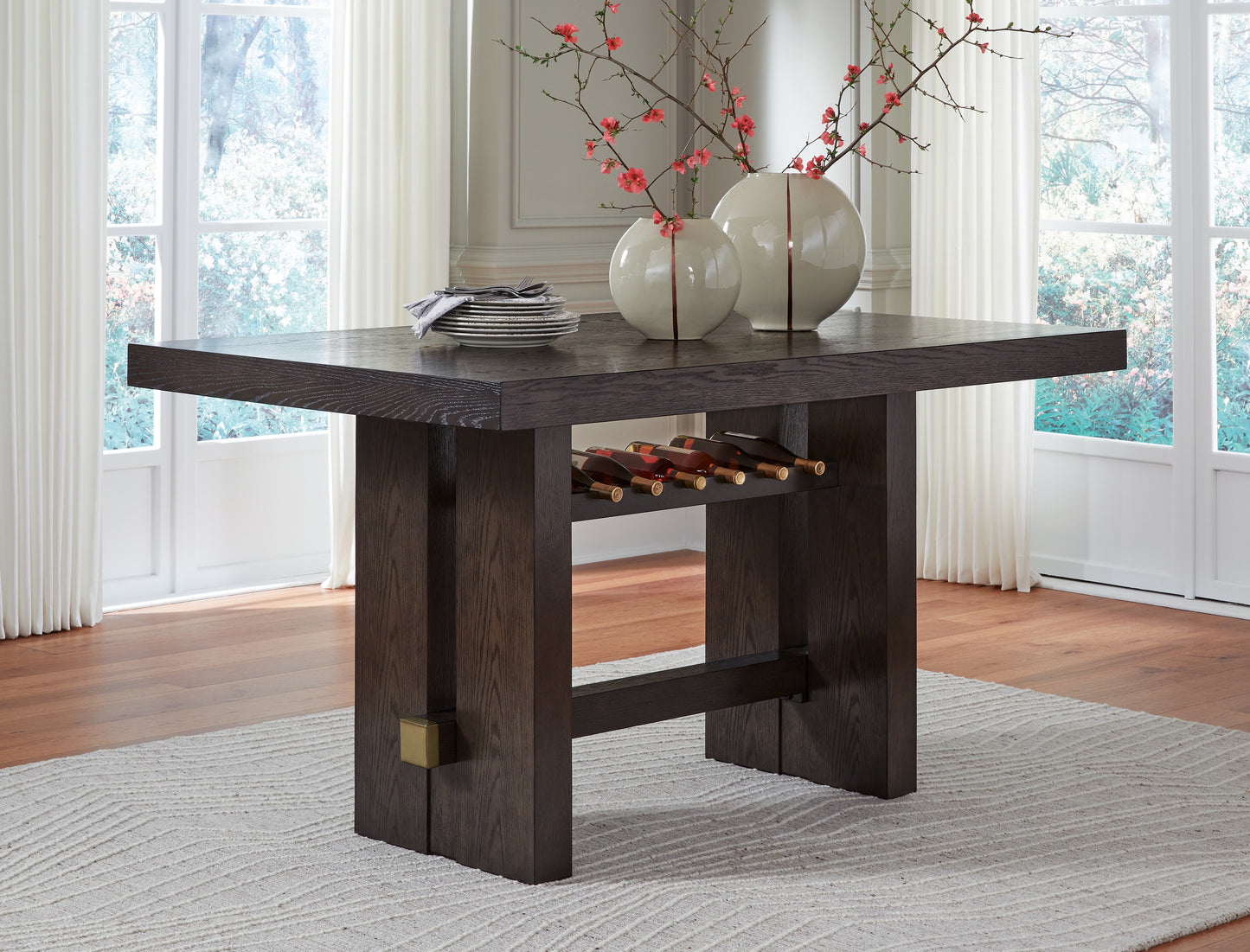 Haines Furniture Outlet - Ashley Furniture - Burkhaus Dining Room - RECT Dining Room Counter Table / Dark Brown - D984-32