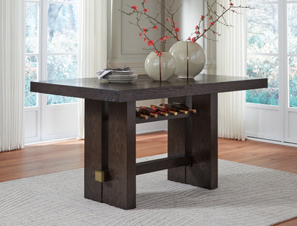 Haines Furniture Outlet - Ashley Furniture - Burkhaus Dining Room - RECT Dining Room Counter Table / Dark Brown - D984-32