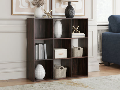 Haines Furniture Outlet - Ashley Furniture - Glosmount Nine Cube Organizer - Nine Cube Organizer / Cherry/Light Brown - EA1055-3X3