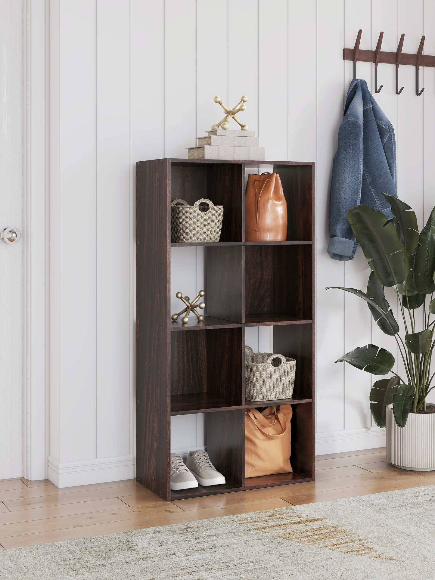 Haines Furniture Outlet - Ashley Furniture - Glosmount Eight Cube Organizer - Eight Cube Organizer / Cherry/Light Brown - EA1055-4X2