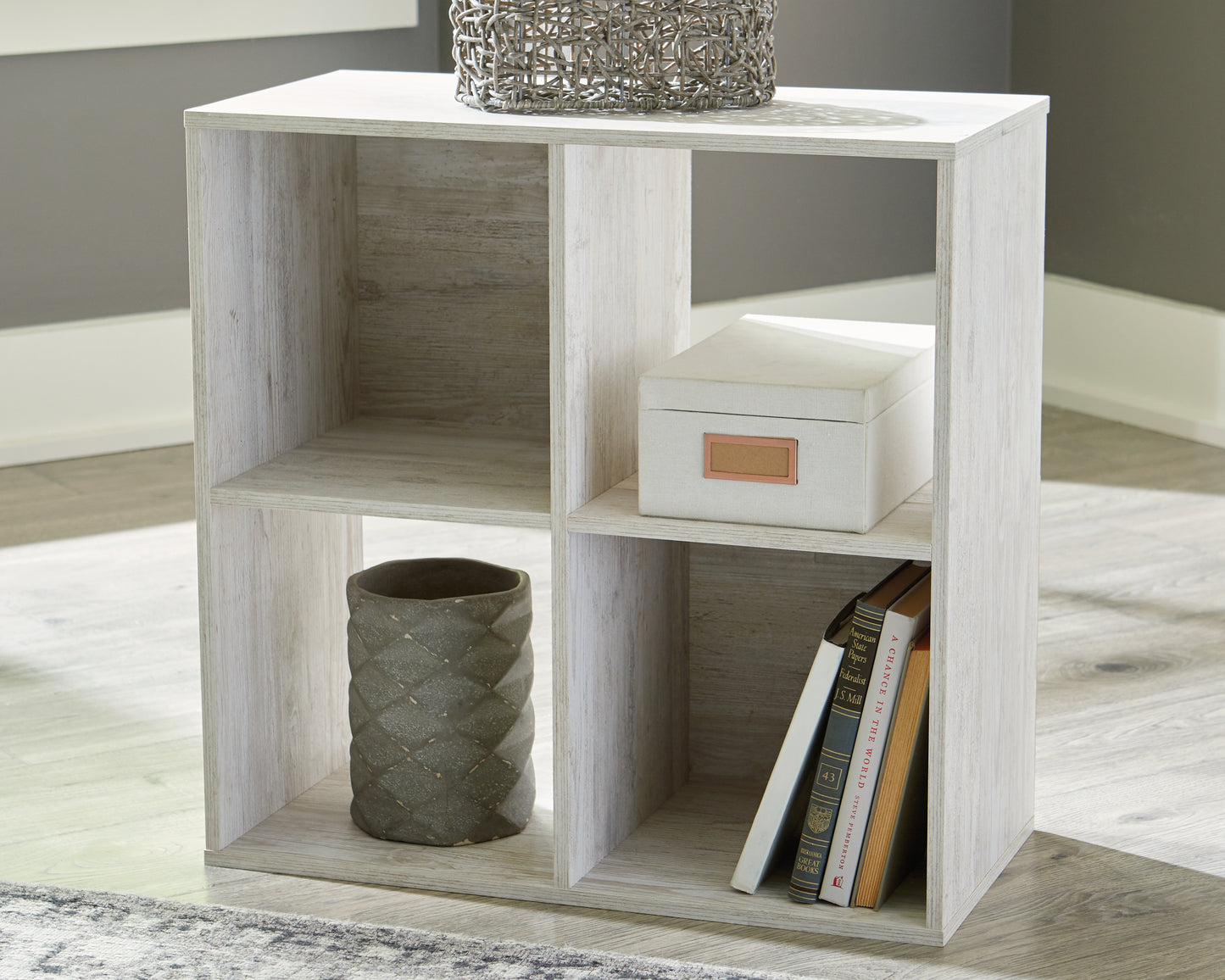 Haines Furniture Outlet - Ashley Furniture - Paxberry Four Cube Organizer - Four Cube Organizer / Whitewash - EA1811-2X2