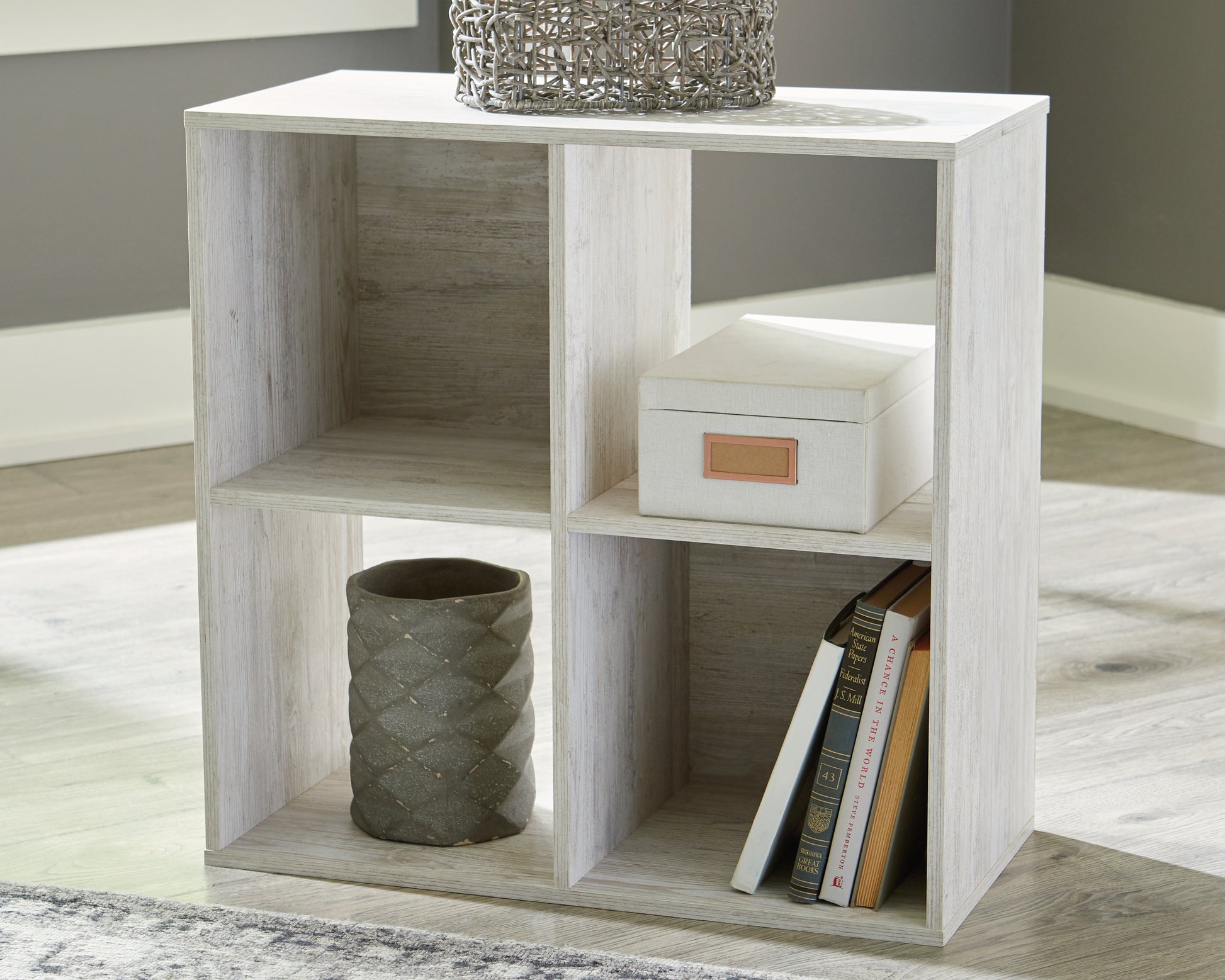 Haines Furniture Outlet - Ashley Furniture - Paxberry Four Cube Organizer - Four Cube Organizer / Whitewash - EA1811-2X2