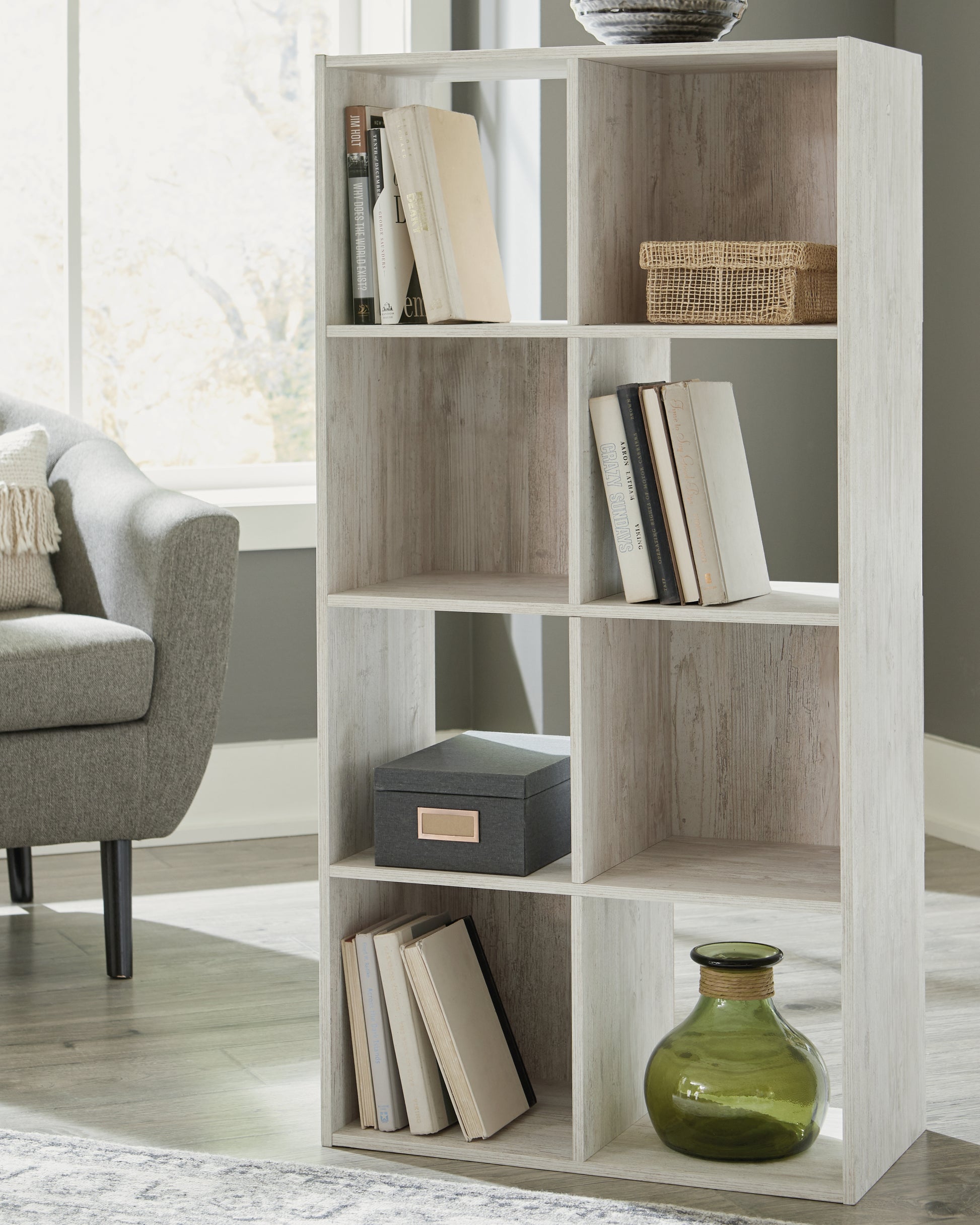 Haines Furniture Outlet - Ashley Furniture - Paxberry Eight Cube Organizer - Eight Cube Organizer / Whitewash - EA1811-4X2