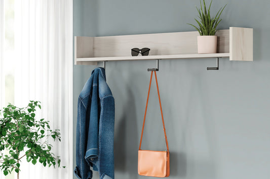 Haines Furniture Outlet - Ashley Furniture - Socalle Wall Decor - Wall Mounted Coat Rack w/Shelf / Light Natural - EA1864-151