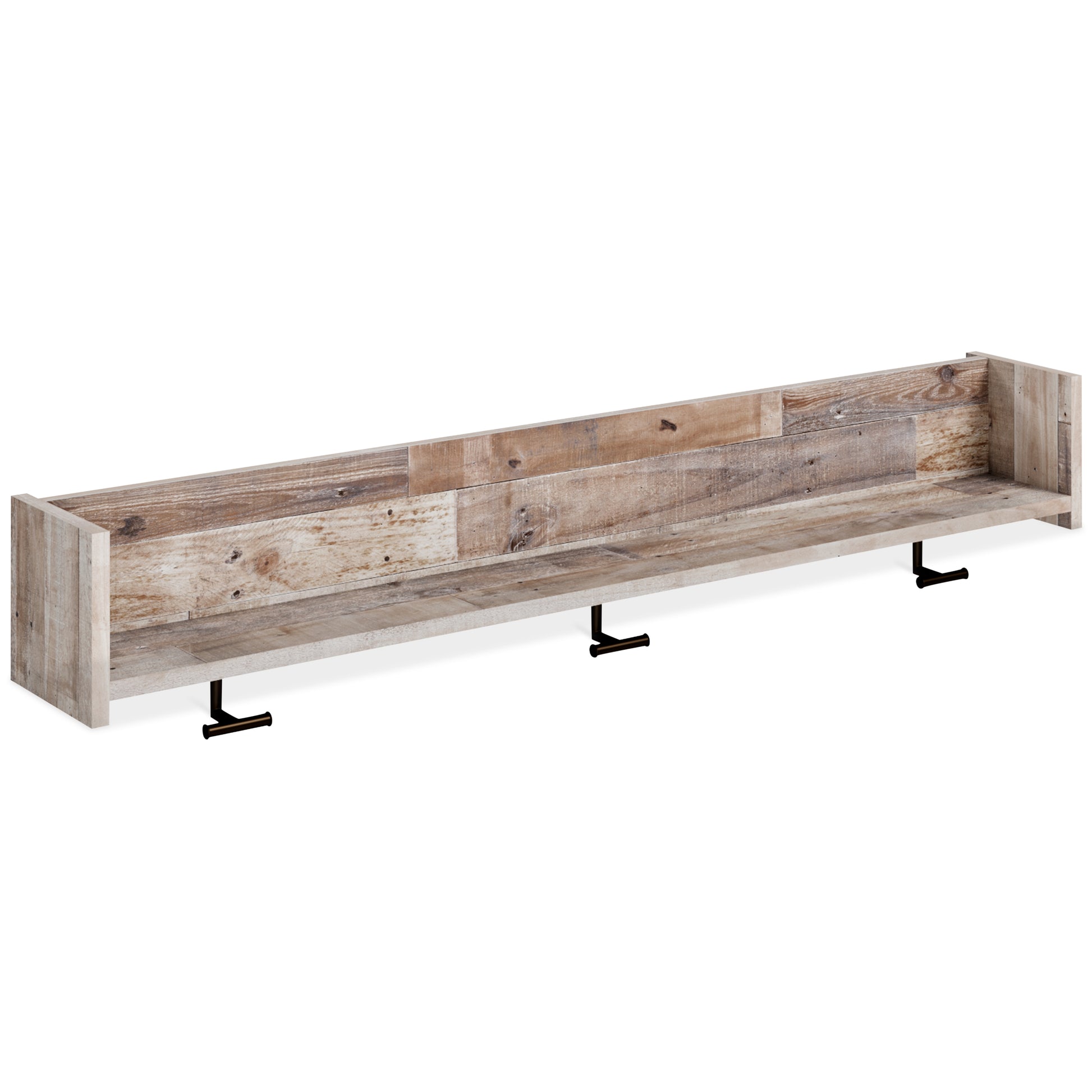 Haines Furniture Outlet - Ashley Furniture - Neilsville Wall Decor - Wall Mounted Coat Rack w/Shelf / Multi Gray - EA2120-151