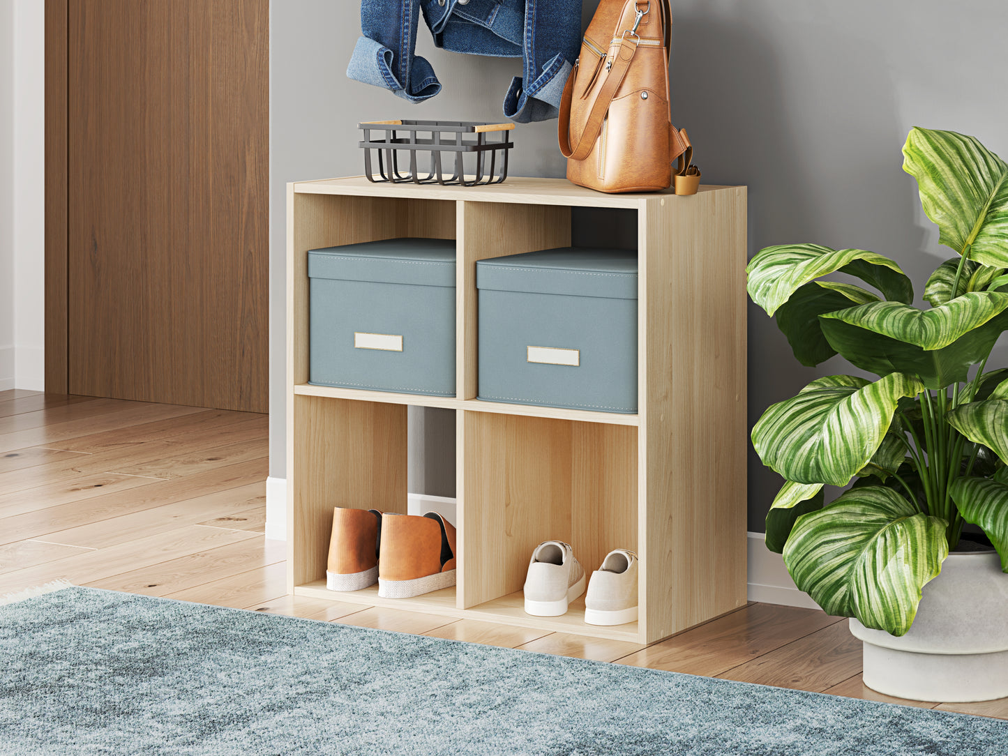 Haines Furniture Outlet - Ashley Furniture - Piperton Four Cube Organizer - Four Cube Organizer / Charcoal - EA5514-2X2