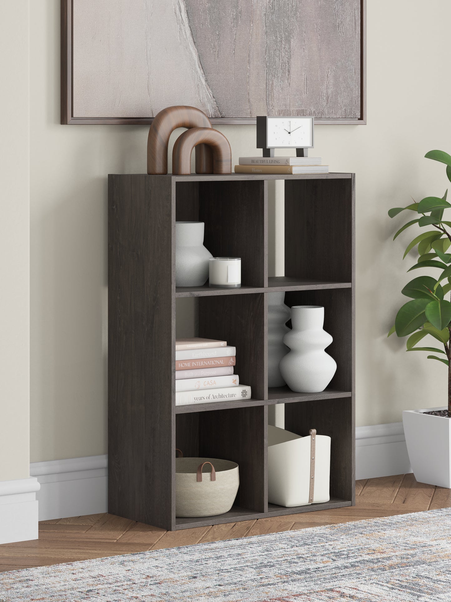 Haines Furniture Outlet - Ashley Furniture - Piperton Six Cube Organizer - Six Cube Organizer / Charcoal - EA5514-3X2