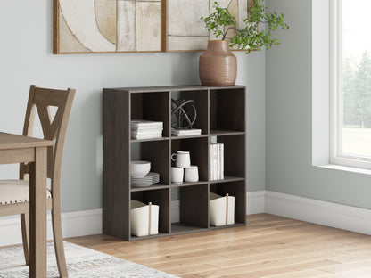 Haines Furniture Outlet - Ashley Furniture - Piperton Nine Cube Organizer - Nine Cube Organizer / Charcoal - EA5514-3X3