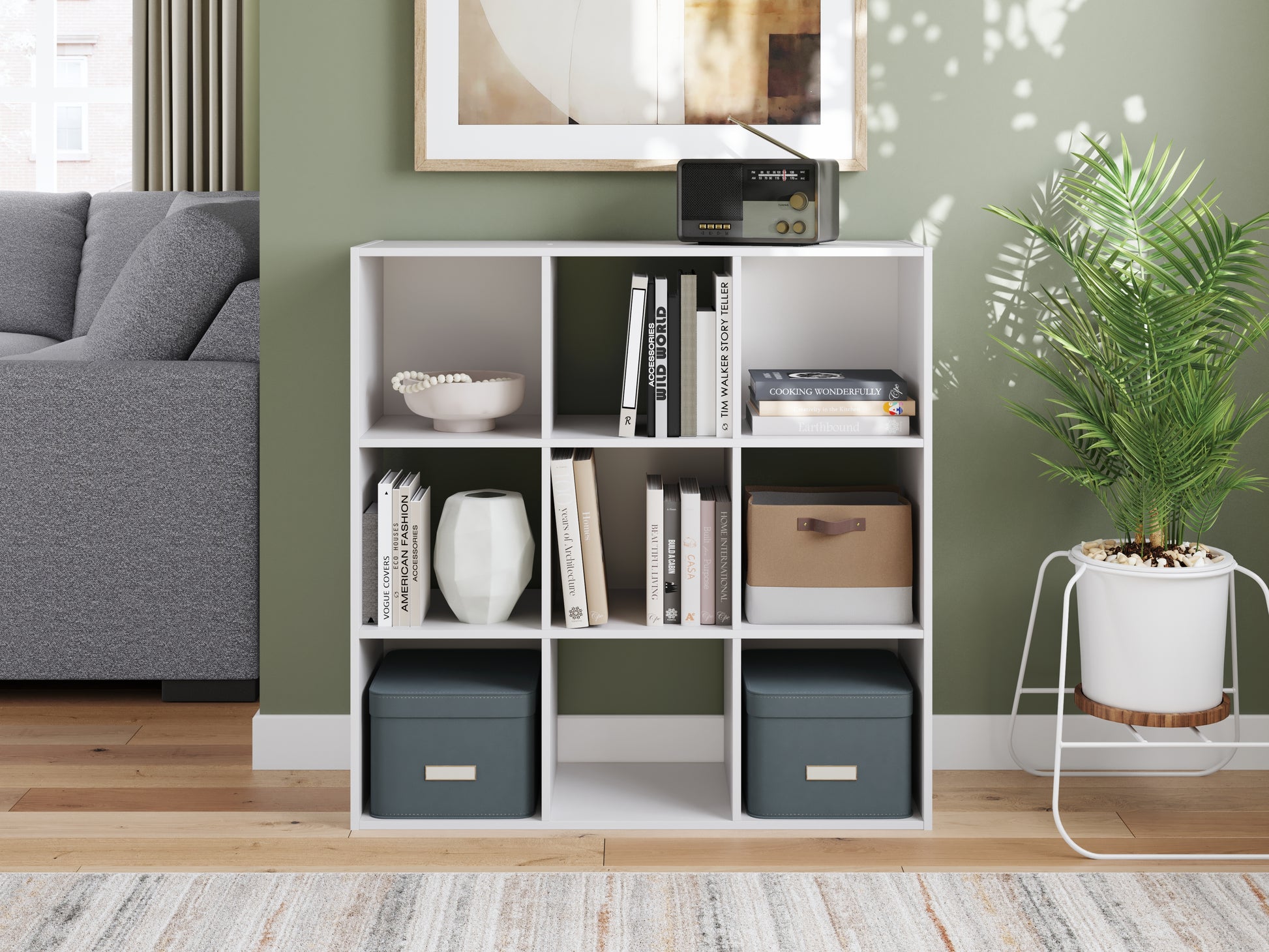 Haines Furniture Outlet - Ashley Furniture - Onita Nine Cube Organizer - Nine Cube Organizer / White - EA9630-3X3