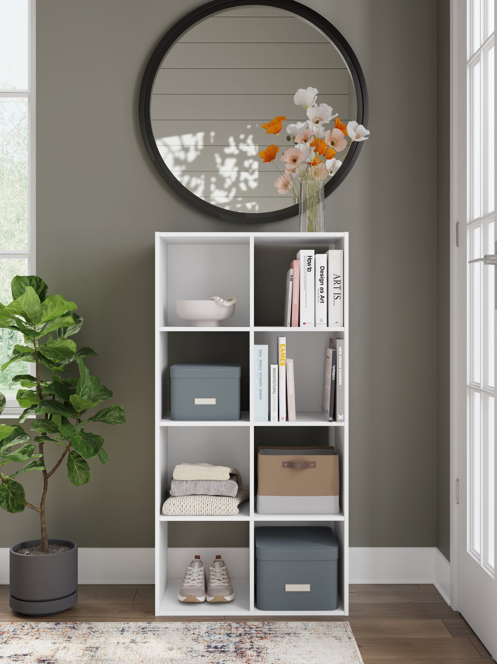 Haines Furniture Outlet - Ashley Furniture - Onita Eight Cube Organizer - Eight Cube Organizer / White - EA9630-4X2