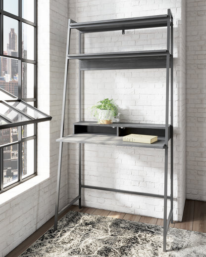 Haines Furniture Outlet - Ashley Furniture - Yarlow Office Desk - Home Office Desk and Shelf / Black - H215-27