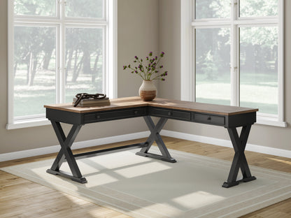 Haines Furniture Outlet - Ashley Furniture - Wildenauer Office Desk - Home Office Desk / Brown/Black - H664H2