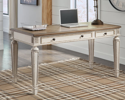 Haines Furniture Outlet - Ashley Furniture - Realyn Office Desk - Home Office Lift Top Desk / White/Brown - H743-134