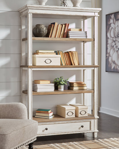 Haines Furniture Outlet - Ashley Furniture - Realyn Bookcase - Bookcase / Brown/White - H743-70