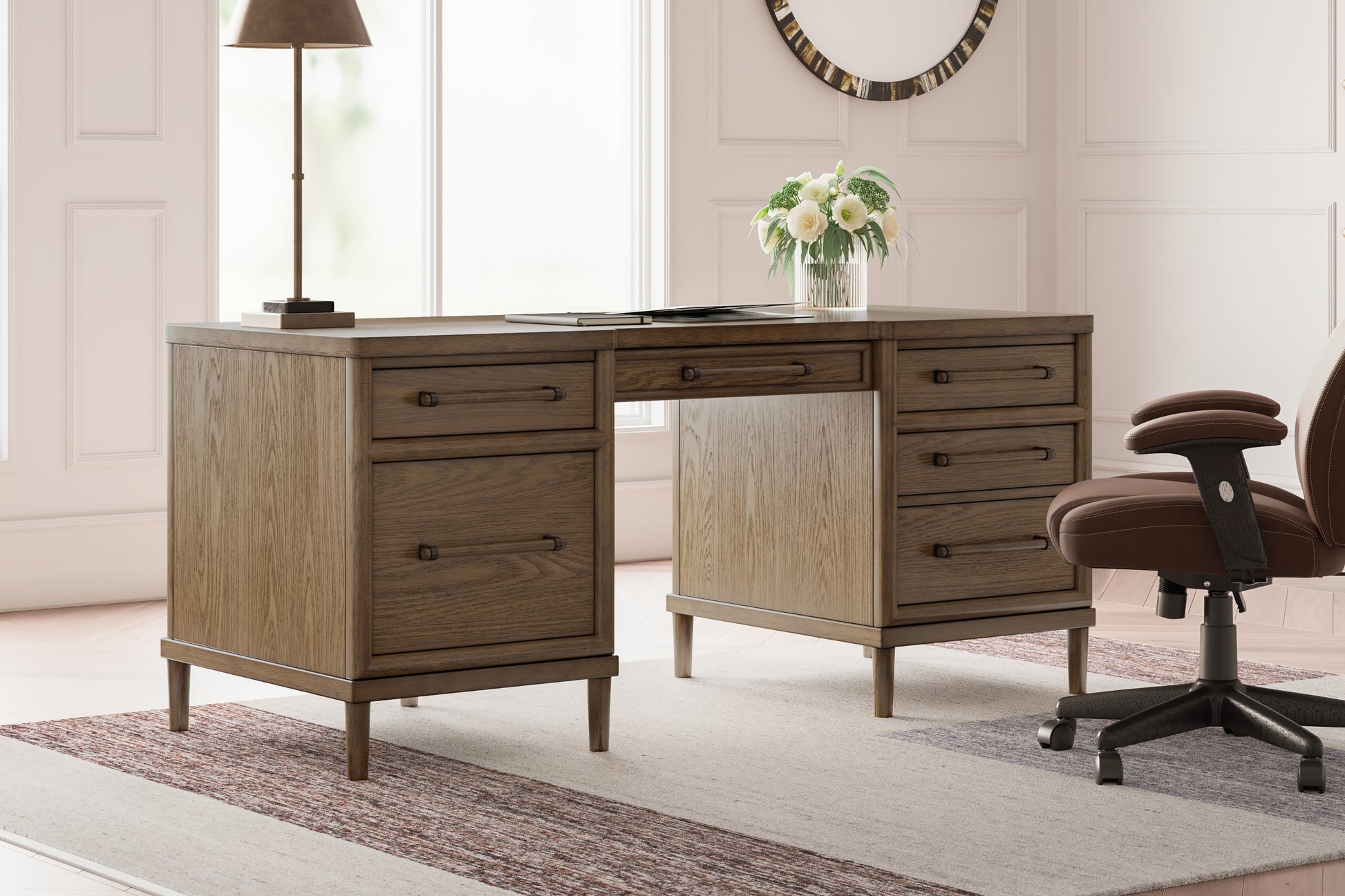 Haines Furniture Outlet - Ashley Furniture - Roanhowe Office Desk - Home Office Desk / Brown - H769-21