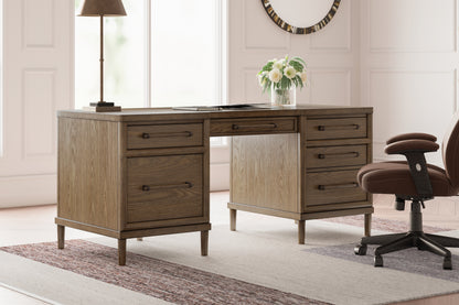 Haines Furniture Outlet - Ashley Furniture - Roanhowe Office Desk - Home Office Desk / Brown - H769-21