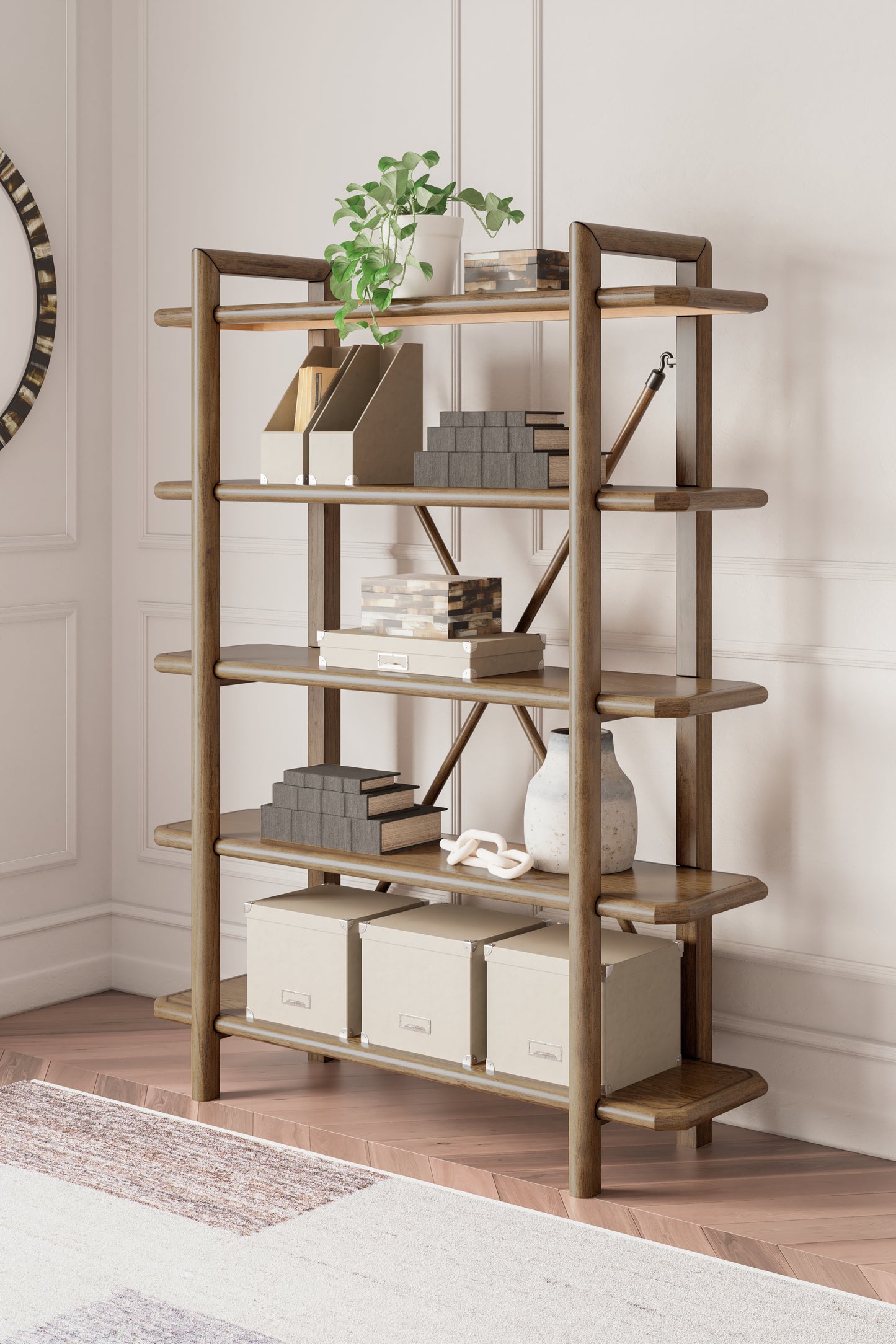 Haines Furniture Outlet - Ashley Furniture - Roanhowe Bookcase - Bookcase / Brown - H769-70