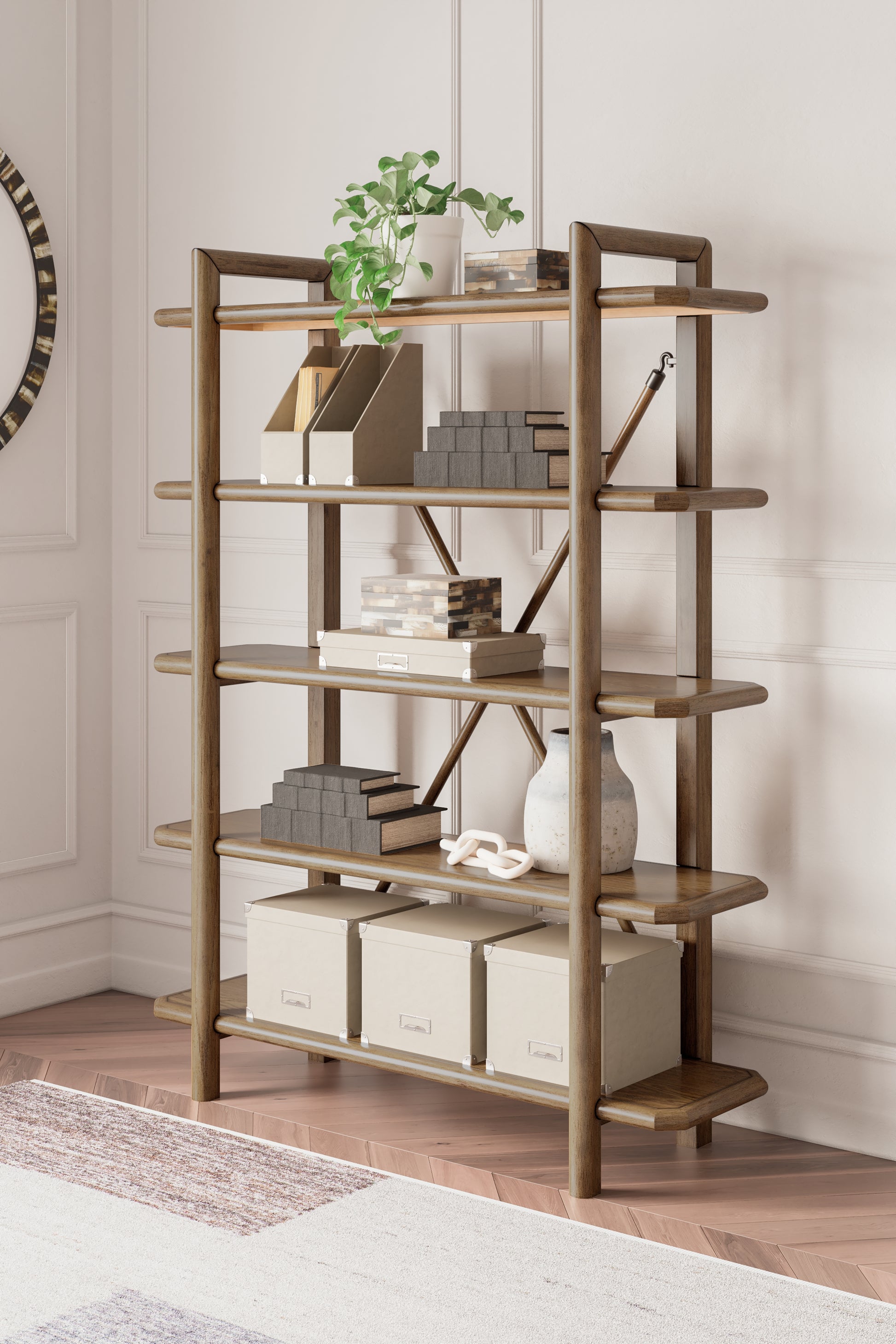 Haines Furniture Outlet - Ashley Furniture - Roanhowe Bookcase - Bookcase / Brown - H769-70