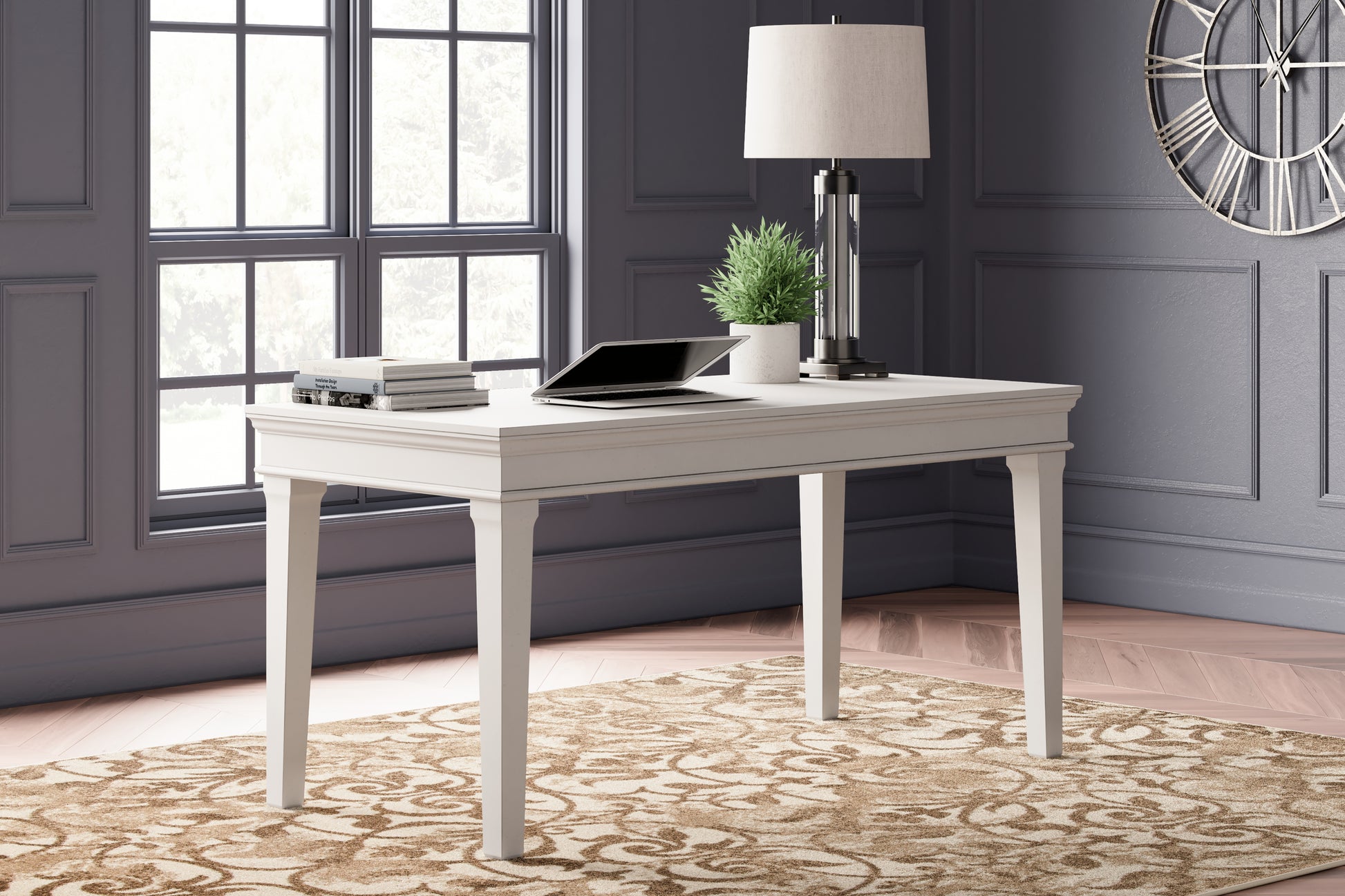 Haines Furniture Outlet - Ashley Furniture - Kanwyn Office Desk - Home Office Desk / Whitewash - H777-44