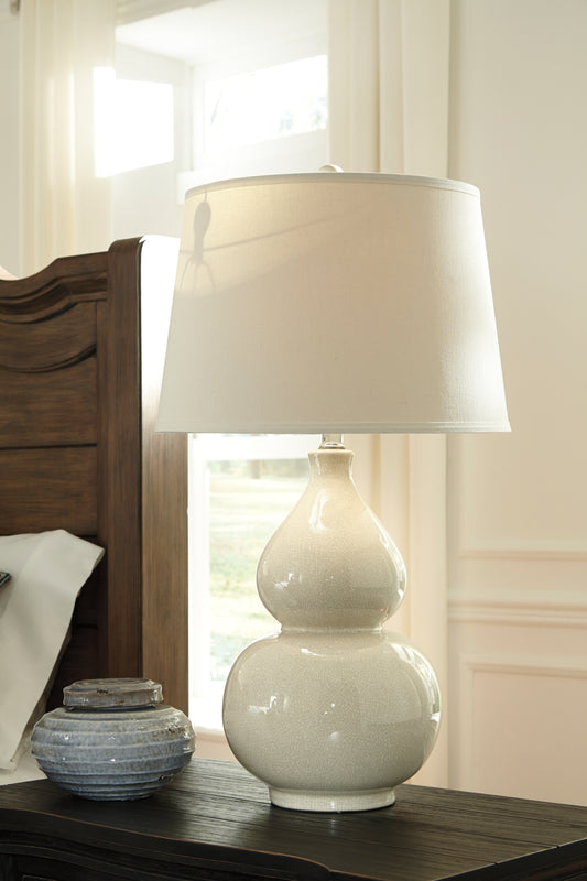 Haines Furniture Outlet - Ashley Furniture - Saffi Lighting - Table Lamp (Set of 2) / Cream - L100074X2