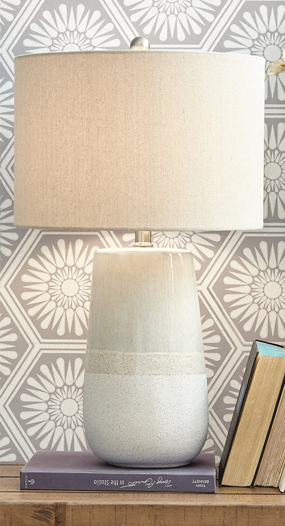 Haines Furniture Outlet - Ashley Furniture - Shavon Lighting - Table Lamp (Set of 2) / Beige/White - L100724X2