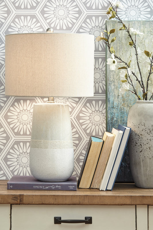 Haines Furniture Outlet - Ashley Furniture - Shavon Lighting - Table Lamp (Set of 2) / Beige/White - L100724X2