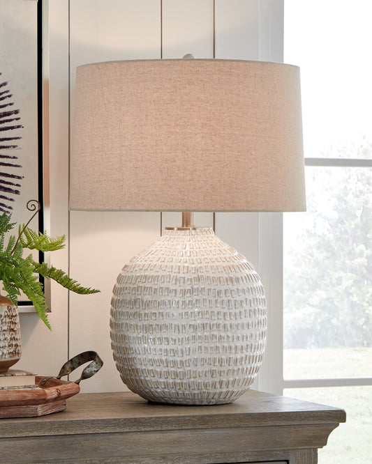 Haines Furniture Outlet - Ashley Furniture - Jamon Lighting - Table Lamp (Set of 2) / Beige - L100764X2