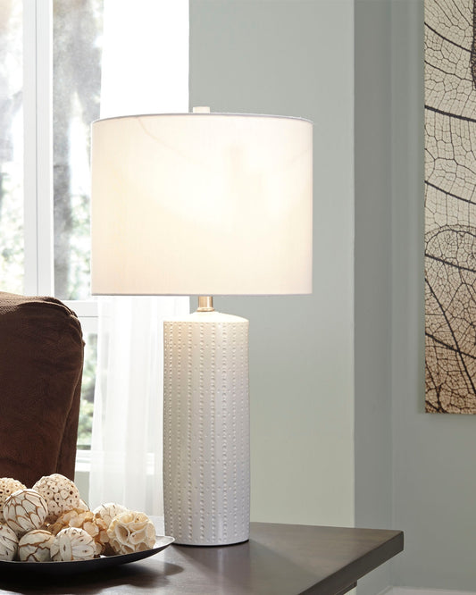 Haines Furniture Outlet - Ashley Furniture - Steuben Lighting - Ceramic Table Lamp (Set of 2) / White - L177904