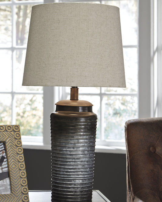 Haines Furniture Outlet - Ashley Furniture - Norbert Lighting - Metal Table Lamp (Set of 2) / Gray - L204064
