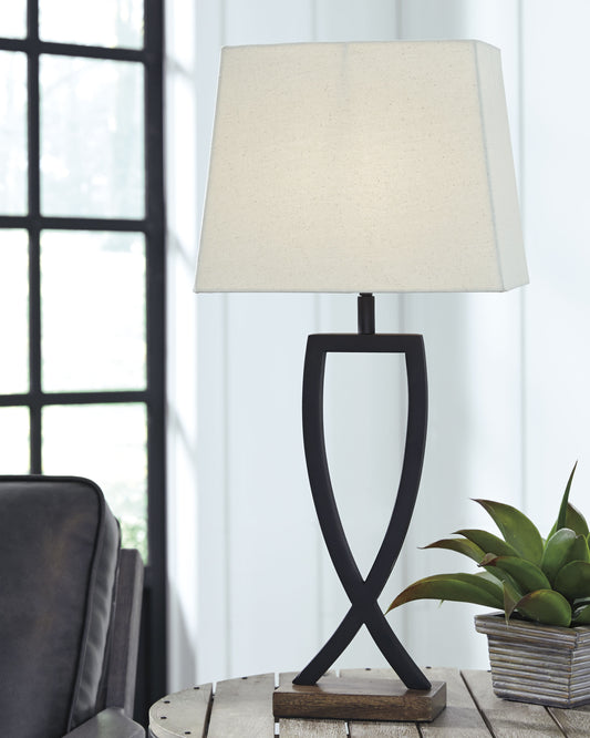 Haines Furniture Outlet - Ashley Furniture - Makara Lighting - Metal Table Lamp (Set of 2) / Black/Brown - L204174