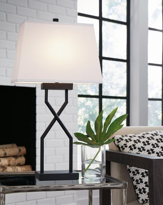 Haines Furniture Outlet - Ashley Furniture - Brookthrone Lighting - Metal Table Lamp (Set of 2) / Black - L204514