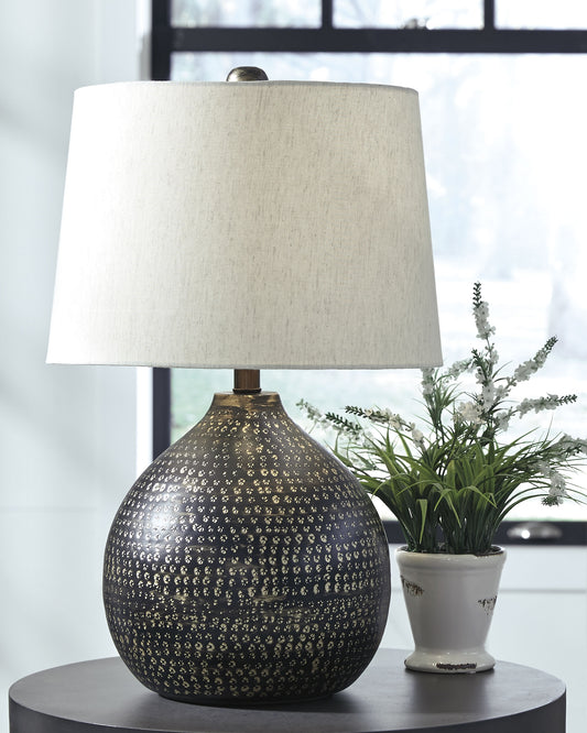 Haines Furniture Outlet - Ashley Furniture - Maire Lighting - Table Lamp (Set of 2) / Black/Gold Finish - L207294X2