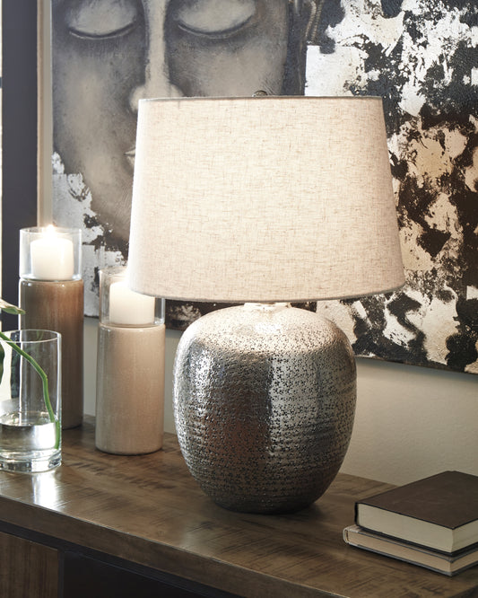 Haines Furniture Outlet - Ashley Furniture - Magalie Lighting - Table Lamp (Set of 2) / Antique Silver Finish - L207314X2