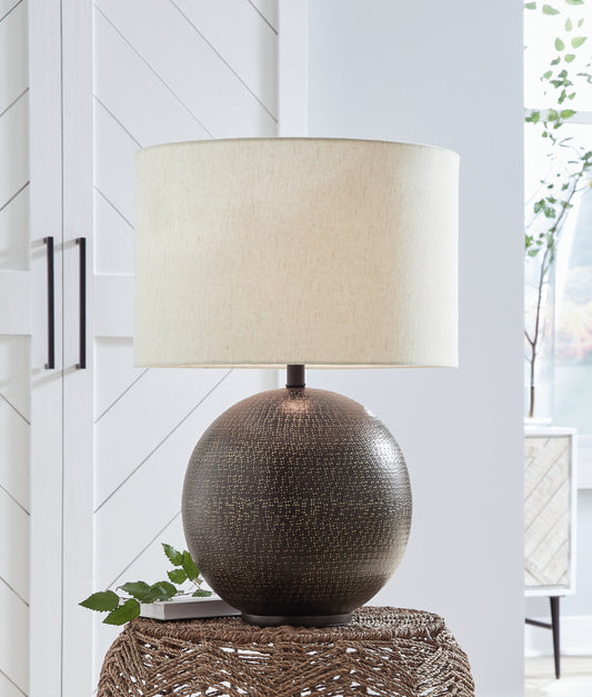 Haines Furniture Outlet - Ashley Furniture - Hambell Lighting - Table Lamp (Set of 2) / Black/Gold Finish - L207434X2