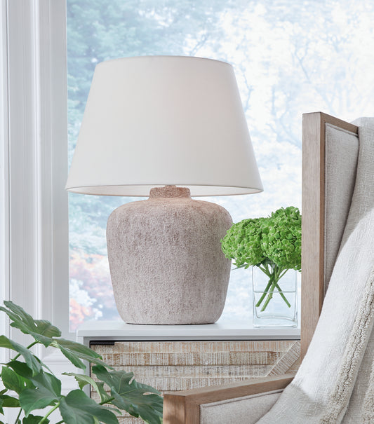 Haines Furniture Outlet - Ashley Furniture - Danry Lighting - Table Lamp (Set of 2) / Distressed Cream - L207454X2