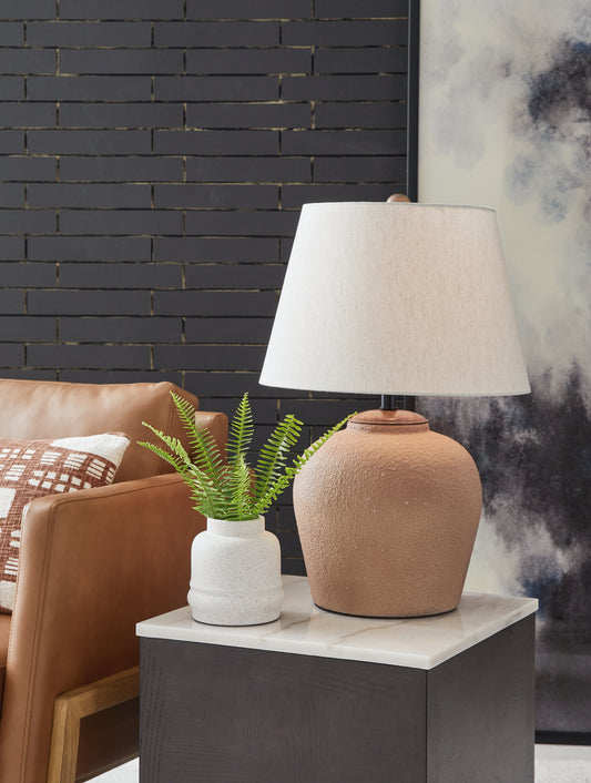 Haines Furniture Outlet - Ashley Furniture - Scantor Lighting - Table Lamp (Set of 2) / Rust - L207464X2