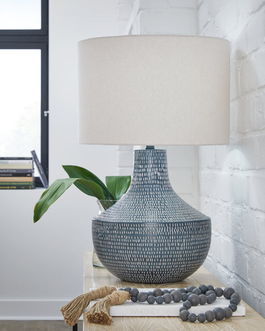 Haines Furniture Outlet - Ashley Furniture - Schylarmont Lighting - 2-Piece Lamp Set / Antique Gray/White - L207474X2