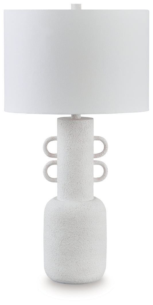 Haines Furniture Outlet - Ashley Furniture - Perringhill Lighting - Metal Table Lamp (1/CN) / Distressed White - L207504