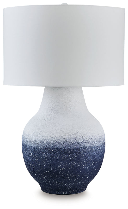 Haines Furniture Outlet - Ashley Furniture - Dashland Lighting - Metal Table Lamp (1/CN) / White/Navy - L207514