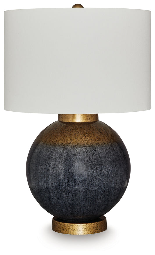 Haines Furniture Outlet - Ashley Furniture - Adara Lighting - Metal Table Lamp (1/CN) / Blue/Gold Finish - L207564