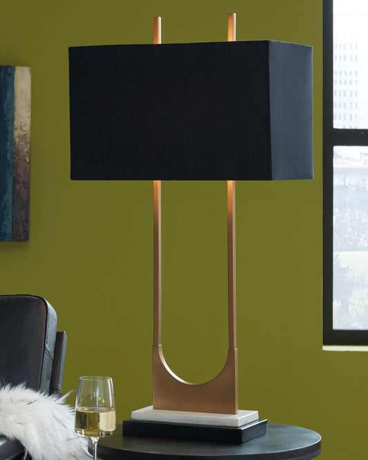 Haines Furniture Outlet - Ashley Furniture - Malana Lighting - Table Lamp (Set of 2) / Brass Finish - L208254X2