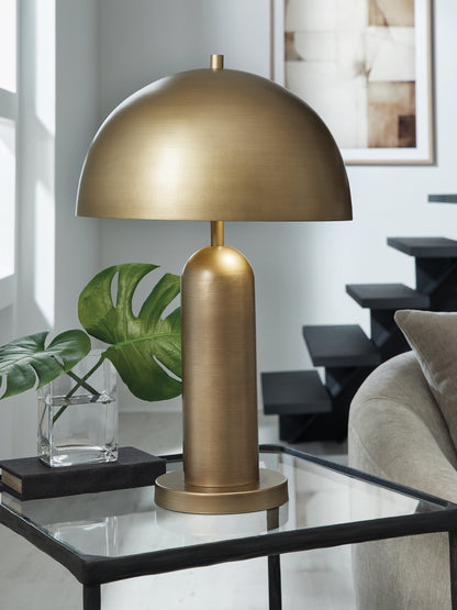 Haines Furniture Outlet - Ashley Furniture - Wendfield Lighting - Metal Table Lamp (1/CN) / Antique Gold Finish - L208514