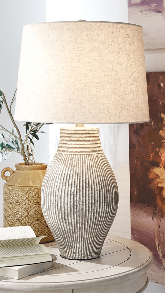 Haines Furniture Outlet - Ashley Furniture - Layal Lighting - Table Lamp (Set of 2) / Beige - L235634X2